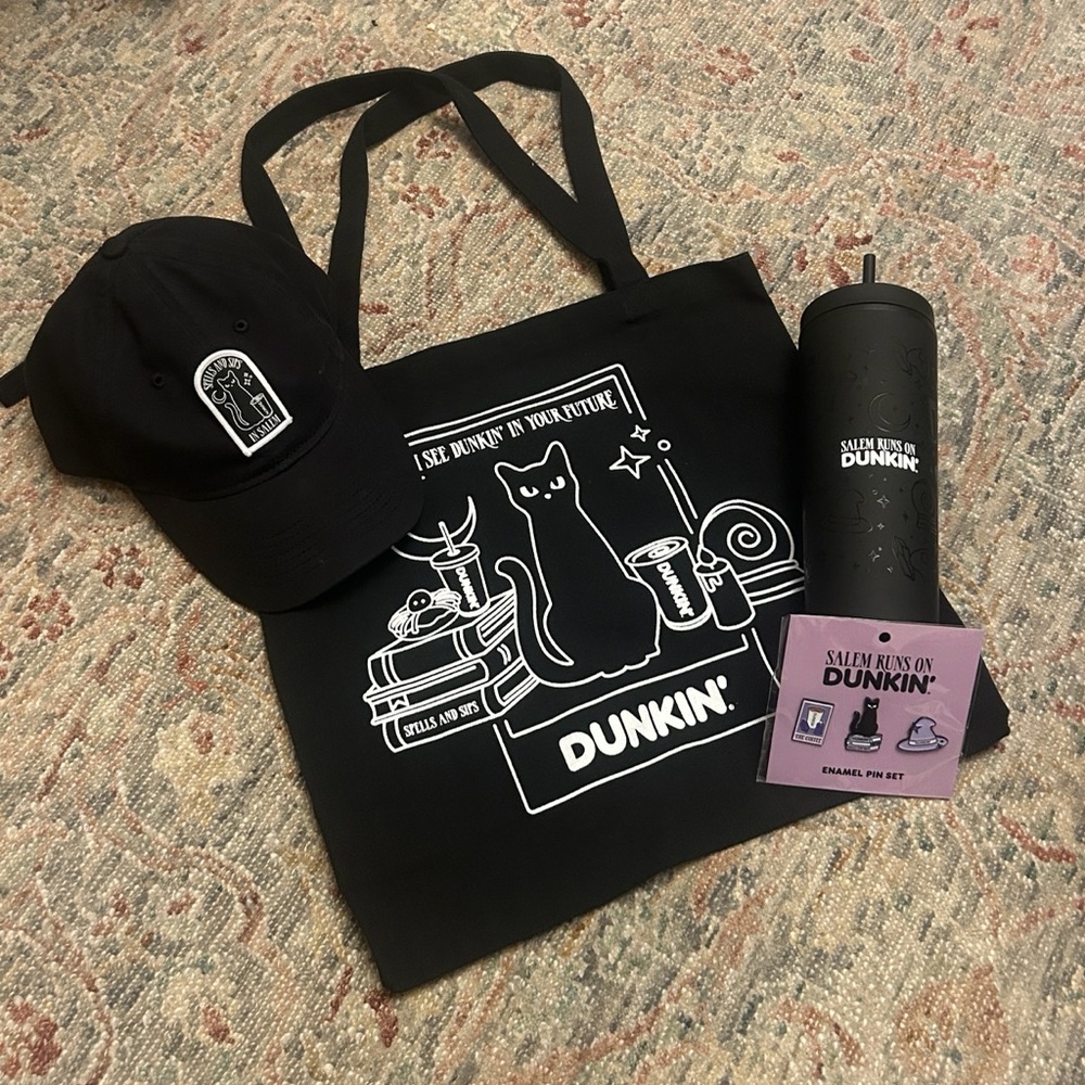 Dunkin' Black Tote Bag, Hat, and Tumbler Set
